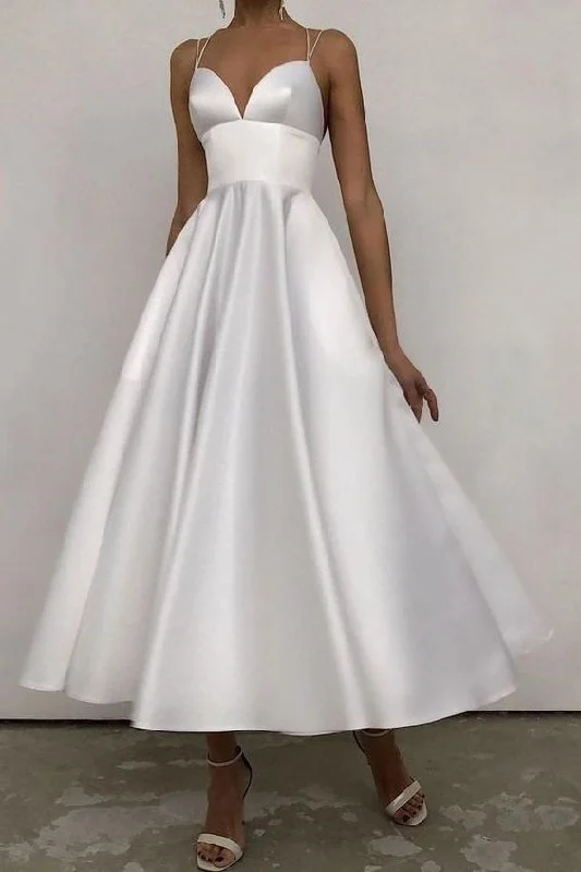 A-line Tea-Length White Wedding Gown with Straps Back Prom Party Dress cg22259Buy More, Pay Less! A-line Tea-Length White Wedding Gown with Straps Back Prom Party Dress cg22259Buy More, Pay Less!