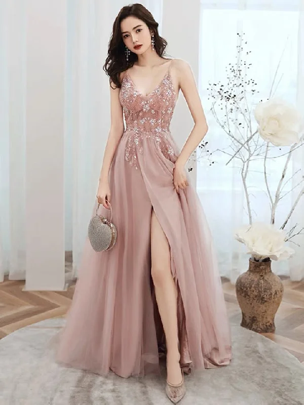 A-line V Neck Tulle Prom Dress    cg22260Price Drop Alert!