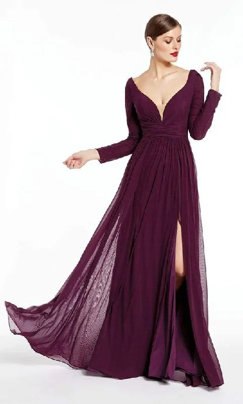 Alyce Paris - 27304 Long Sleeves V Neck Jersey Dress with Slit - 2 pc Claret in Size 16 and 20 AvailableExclusive Deals Just for You! Alyce Paris - 27304 Long Sleeves V Neck Jersey Dress with Slit - 2 pc Claret in Size 16 and 20 AvailableExclusive Deals Just for You!