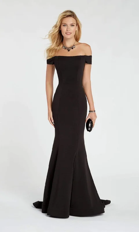 Alyce Paris - Off Shoulder Jersey Mermaid Evening Gown 60294 - 2 pcs Navy in Size 4 and 10 and 1 pc Black in Size 8 AvailableGreat Deals, Just for You! Alyce Paris - Off Shoulder Jersey Mermaid Evening Gown 60294 - 2 pcs Navy in Size 4 and 10 and 1 pc Black in Size 8 AvailableGreat Deals, Just for You!