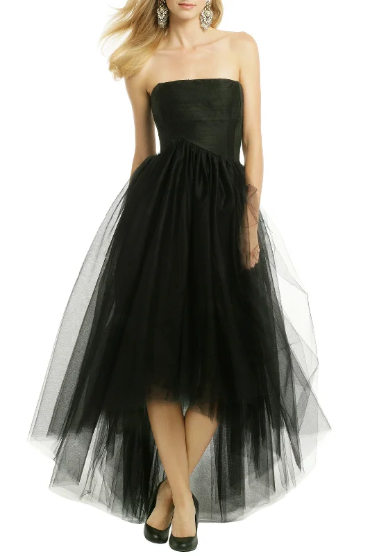 Backless Black Tulle Prom Dresses with Irregular WaistlineHurry! While Supplies Last! Backless Black Tulle Prom Dresses with Irregular WaistlineHurry! While Supplies Last!