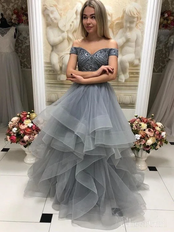 Ball Gown Off The Shoulder Grey Prom Dresses Floor Length Formal Prom Dresses cg22186Limited Deals, Unlimited Savings! Ball Gown Off The Shoulder Grey Prom Dresses Floor Length Formal Prom Dresses cg22186Limited Deals, Unlimited Savings!
