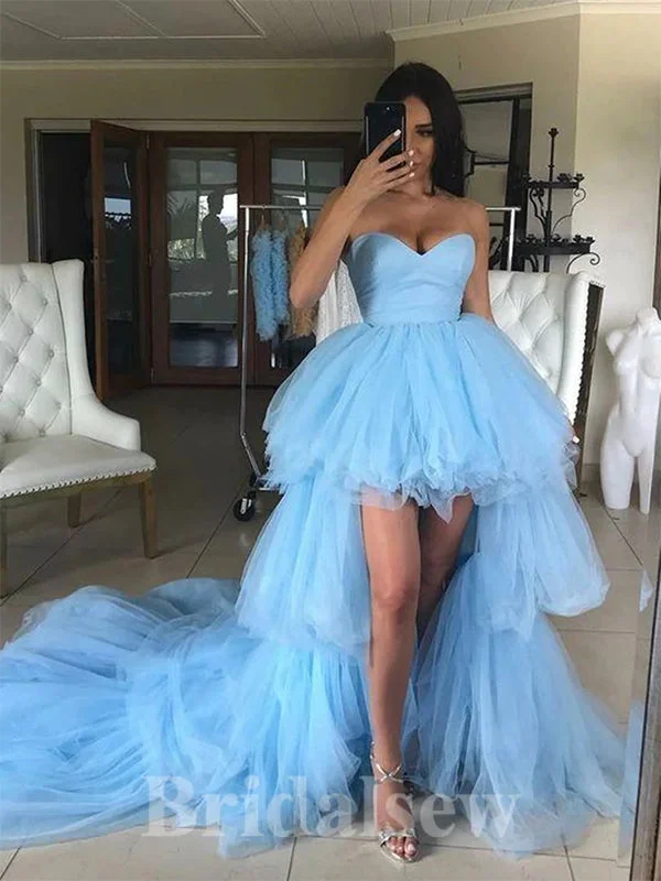 Blue Tulle High-low New Modest Elegant Long Women Evening Prom Dresses PD812Everything Must Go! Blue Tulle High-low New Modest Elegant Long Women Evening Prom Dresses PD812Everything Must Go!