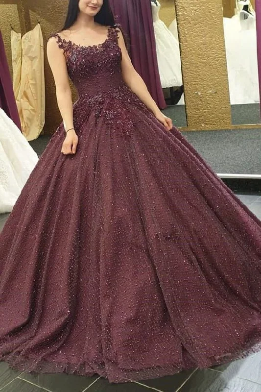 Burgundy Long Formal Ball Gown Prom Dresses With Lace Applique cg22217Limited Time Offer! Burgundy Long Formal Ball Gown Prom Dresses With Lace Applique cg22217Limited Time Offer!