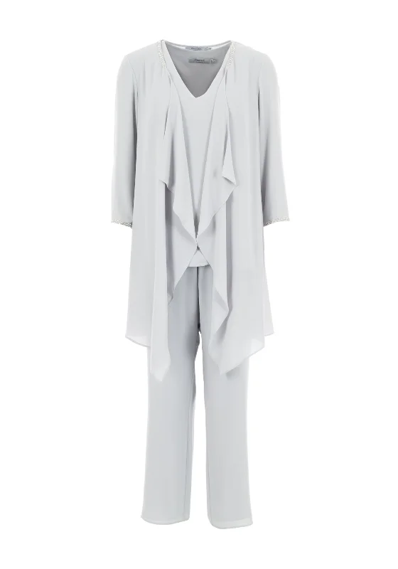 Claudia C Three Piece Chiffon Suit, SilverTime to Save Big!