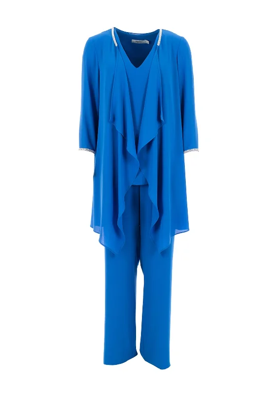 Claudia C Three Piece Chiffon Suit, BlueHuge Savings – Act Now!