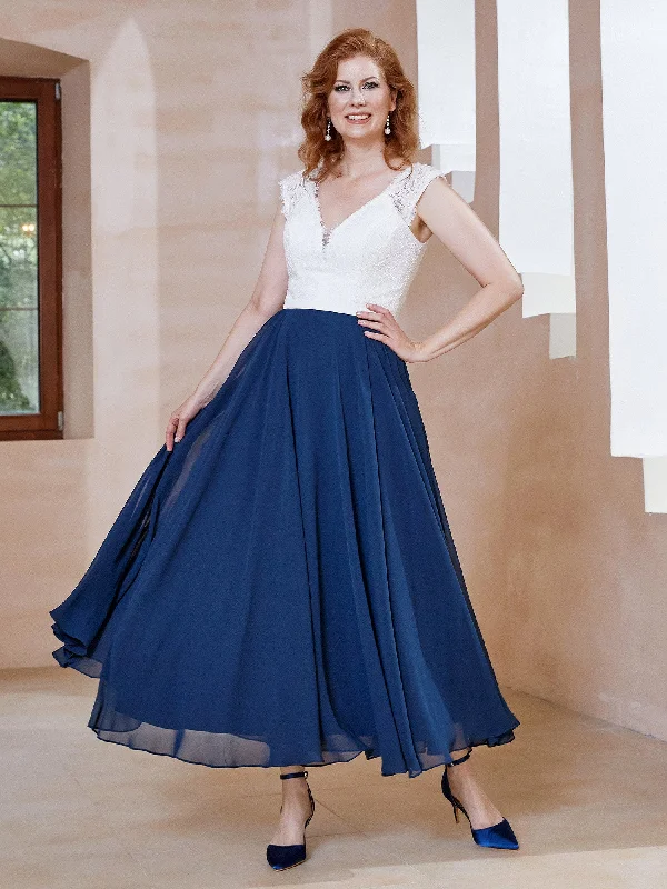 Deep V Neck Sleeveless Chiffon Dress With Pockets Dark NavyShop Before It’s Gone!