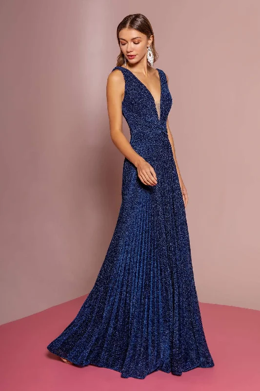 Elizabeth K - Pleated Deep V-Neck A-line Dress GL2687 - 1 pc Navy in Size S AvailableYour Wallet Will Thank You! Elizabeth K - Pleated Deep V-Neck A-line Dress GL2687 - 1 pc Navy in Size S AvailableYour Wallet Will Thank You!