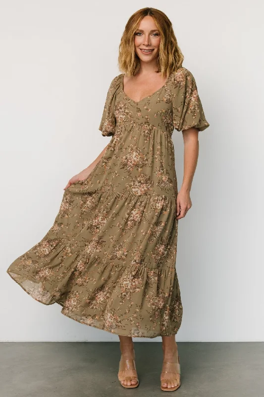 Evelette Dress | Olive FloralScore Big Savings Today!