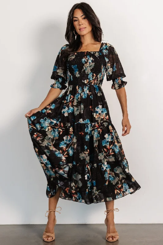 Fabian Jacquard Midi Dress | Black + Blue MultiExclusive Offers You’ll Love!