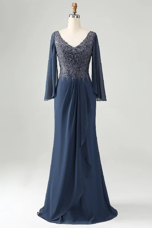 Glitter Twilight Mermaid V Neck Beaded Mother of Bride Dress with AppliquesScore Huge Discounts Today!