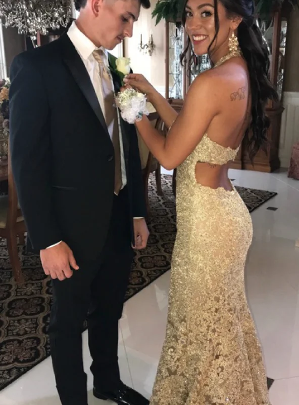 Gold Lace Mermaid V-neck Backless Prom Dress With Beading cg22240Price Drops You’ll Love! Gold Lace Mermaid V-neck Backless Prom Dress With Beading cg22240Price Drops You’ll Love!