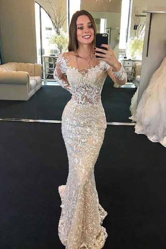 Gorgeous Mermaid Round Neck Long Sleeves Lace Wedding Prom Dresses cg22238Unlock Huge Savings Now! Gorgeous Mermaid Round Neck Long Sleeves Lace Wedding Prom Dresses cg22238Unlock Huge Savings Now!
