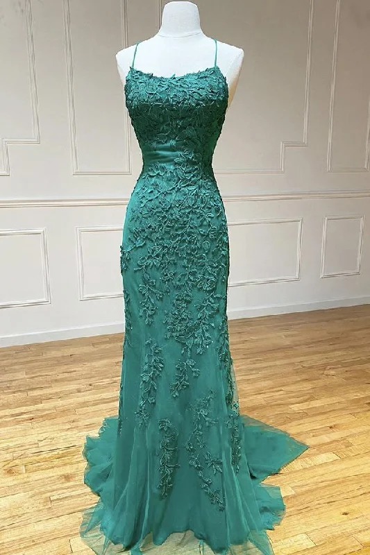 Green Lace Tulle Spaghetti Strap Long Mermaid Prom Dresses Crystal Graduation School Party Gown cg22210Get It Before It’s Gone! Green Lace Tulle Spaghetti Strap Long Mermaid Prom Dresses Crystal Graduation School Party Gown cg22210Get It Before It’s Gone!