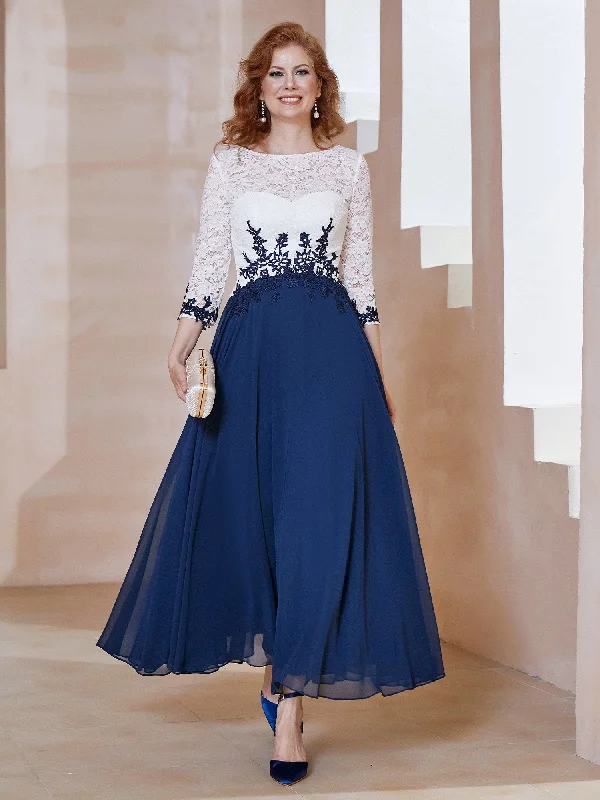 Illusion Neckline Applique Long Sleeves Dress Dark NavyHuge Price Cuts Await!