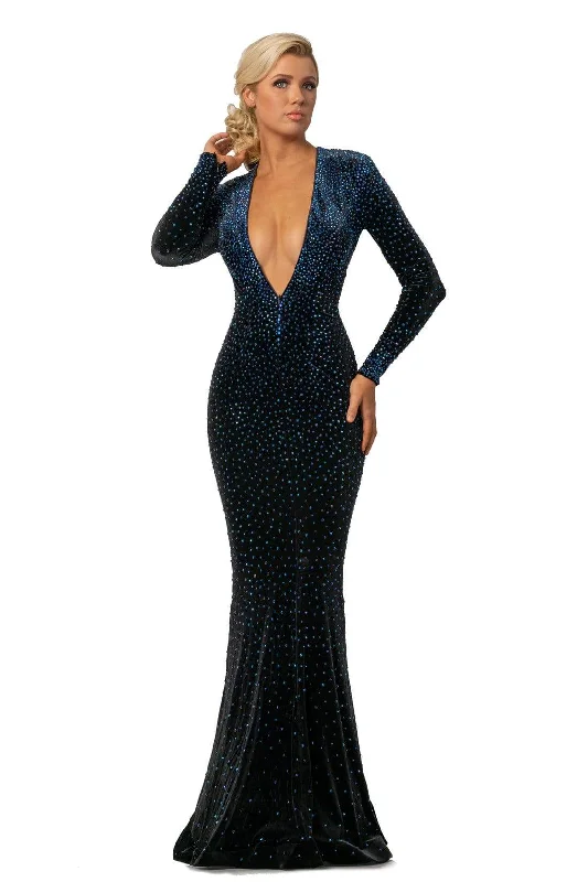Johnathan Kayne - 2045 Bedazzled Long Sleeve V-neck Trumpet Dress - 1 pc Black-Ab In Size 16 AvailableSale Alert – Get Ready to Shop! Johnathan Kayne - 2045 Bedazzled Long Sleeve V-neck Trumpet Dress - 1 pc Black-Ab In Size 16 AvailableSale Alert – Get Ready to Shop!