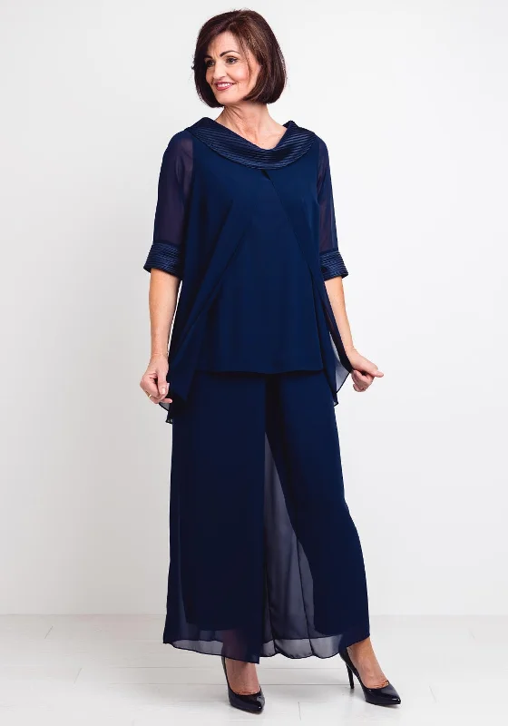 Lizabella Chiffon Top & Trousers Outfit, NavyUpgrade for Less!