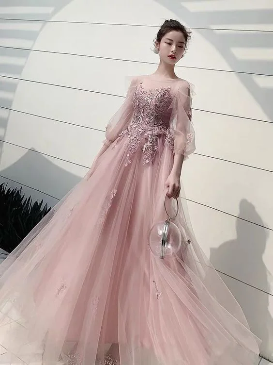 Long sleeve evening dress, fairy dream pink party Long prom Dress cg22196Limited Edition, Limited Price! Long sleeve evening dress, fairy dream pink party Long prom Dress cg22196Limited Edition, Limited Price!