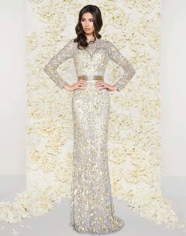 Mac Duggal - Sequined Mesh Lace Gown 4316D - 1 pc Platinum/Gold in Size 10 AvailableSave Up to 50% Off! Mac Duggal - Sequined Mesh Lace Gown 4316D - 1 pc Platinum/Gold in Size 10 AvailableSave Up to 50% Off!