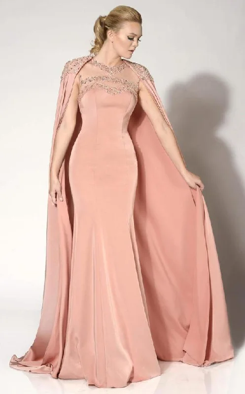 MNM Couture - Embellished Illusion Caped Gown 10840Snag the Best Prices Now!