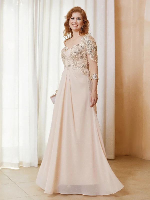 Modren Chiffon Appliqued Dress with Open Back ChampagneDon't Miss Out!