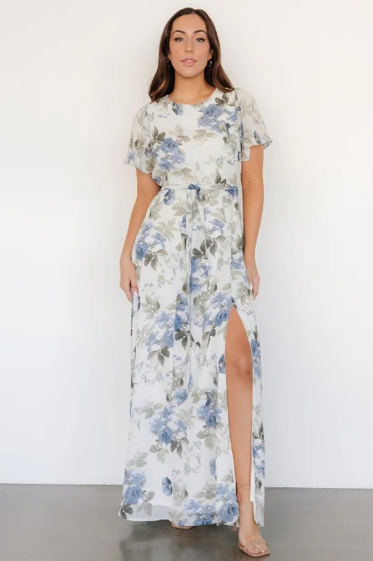 Naomi Short Sleeve Maxi Dress | Dusty Blue FloralSave Money, Shop Happy!