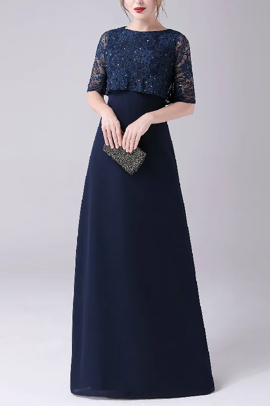 Navy Short Sleeves A-line Chiffon Floor Length Mother of the Bride DressToday Only – Don’t Miss It! Navy Short Sleeves A-line Chiffon Floor Length Mother of the Bride DressToday Only – Don’t Miss It!