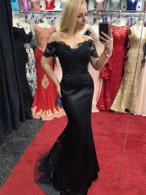 Off Shoulder Mermaid Lace Black Long Prom Dresses, Off Shoulder Black Lace Formal Dresses cg22184Save More Than Ever! Off Shoulder Mermaid Lace Black Long Prom Dresses, Off Shoulder Black Lace Formal Dresses cg22184Save More Than Ever!