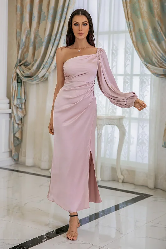 Pink One Shoulder Wedding Party DressCrazy Discounts Inside!