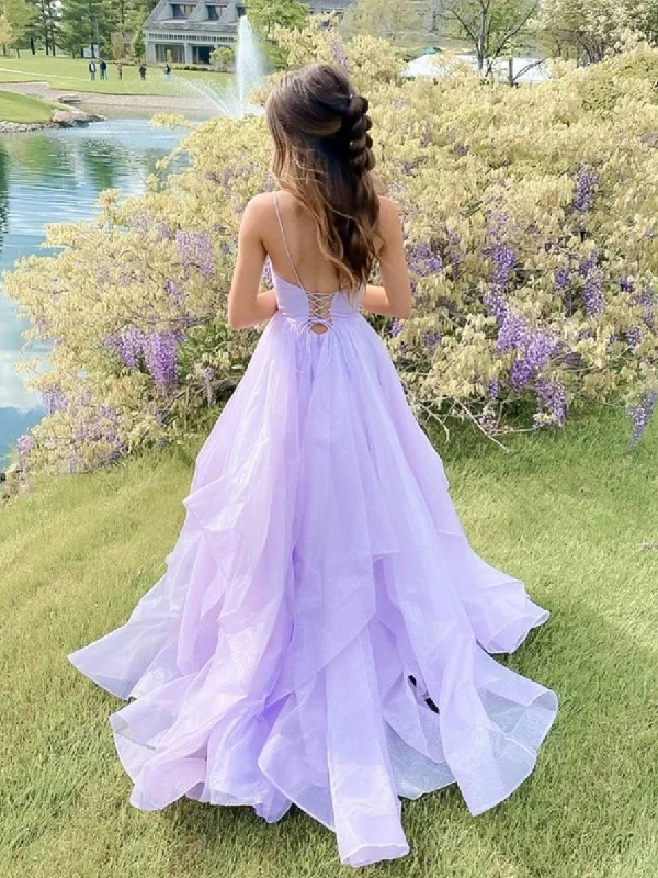 Purple v neck tulle long prom dress purple evening dress cg22380Limited Stock Available! Purple v neck tulle long prom dress purple evening dress cg22380Limited Stock Available!