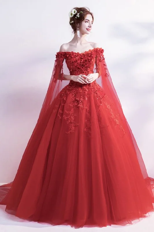 Red Lace Long A Line Prom Dress Red Evening Dress    cg22191Price Drop Alert!