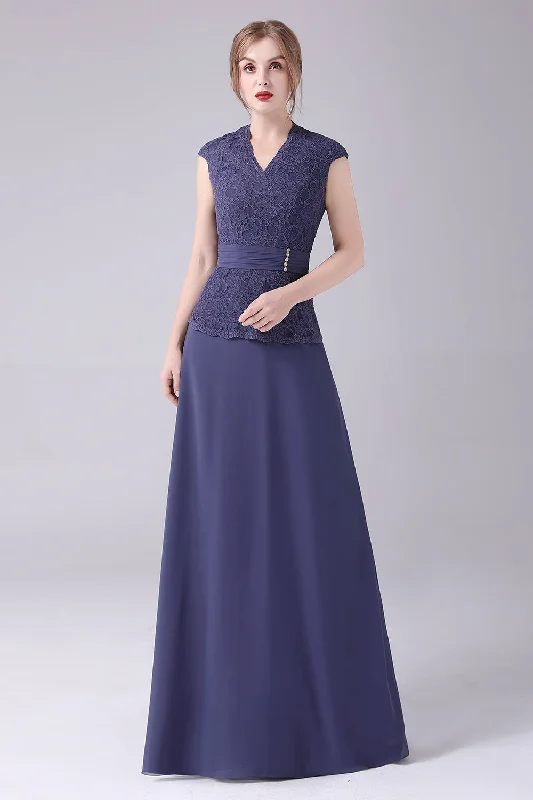 Stormy Blue A-line V-neck Floor Length Mother of the Bride DressSeasonal Sale – Shop Now! Stormy Blue A-line V-neck Floor Length Mother of the Bride DressSeasonal Sale – Shop Now!