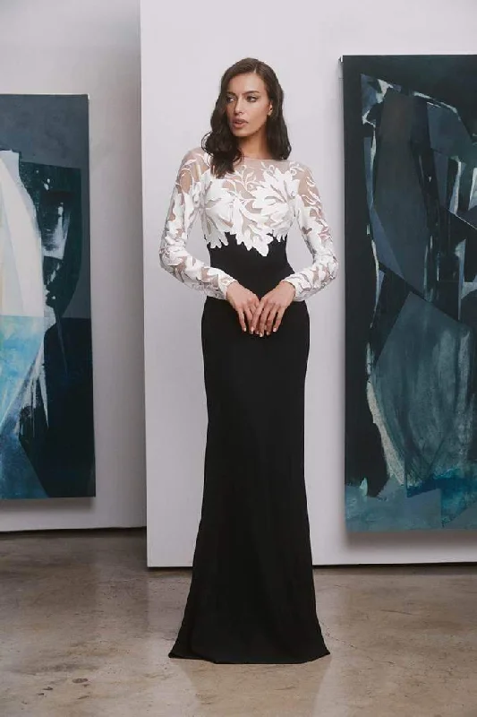 Tadashi Shoji - Embroidered Long Sleeve Sheath Evening Gown - 1 pc Black/Nude In Size 4 and 1 pc Ivory/Black in Size 8 AvailableYour Best Deals Are Here! Tadashi Shoji - Embroidered Long Sleeve Sheath Evening Gown - 1 pc Black/Nude In Size 4 and 1 pc Ivory/Black in Size 8 AvailableYour Best Deals Are Here!