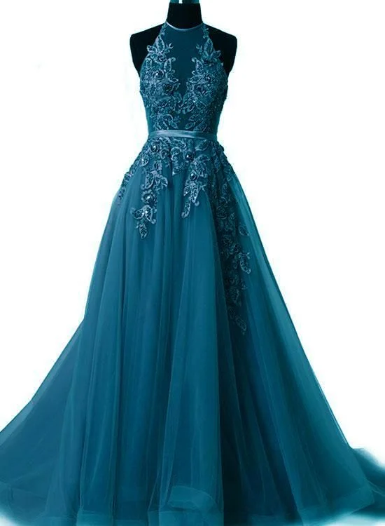 Tulle Lace Halter Prom Dress ,Long Formal Gowns     cg22181Special Offer – Act Fast!