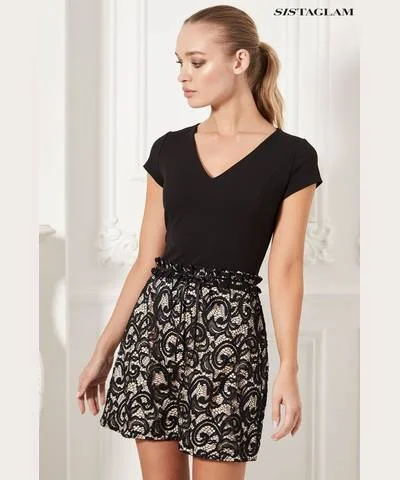 Lace Short Sleeve Mini DressSave More with Every Purchase!
