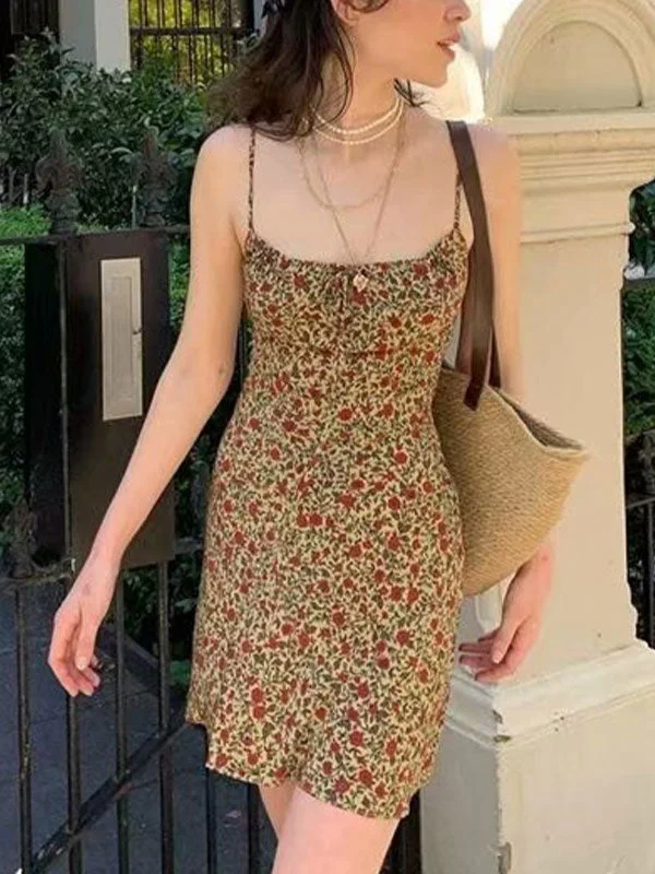 BerryBetty - Lace Up Floral Slip Mini DressFind Your Perfect Deal Today!
