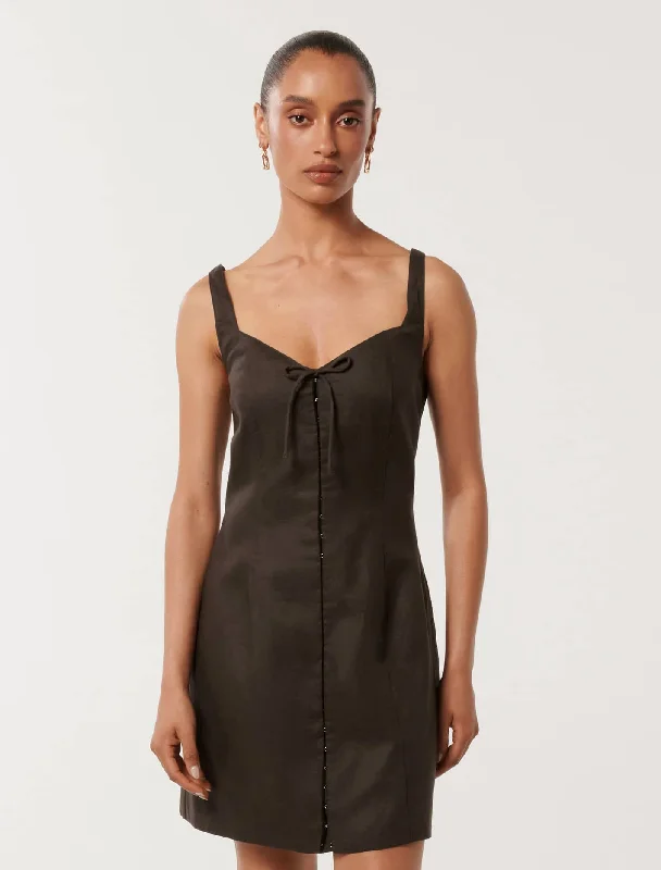 Monica Petite Bow Front Hook & Eye Mini DressSave Like Never Before!