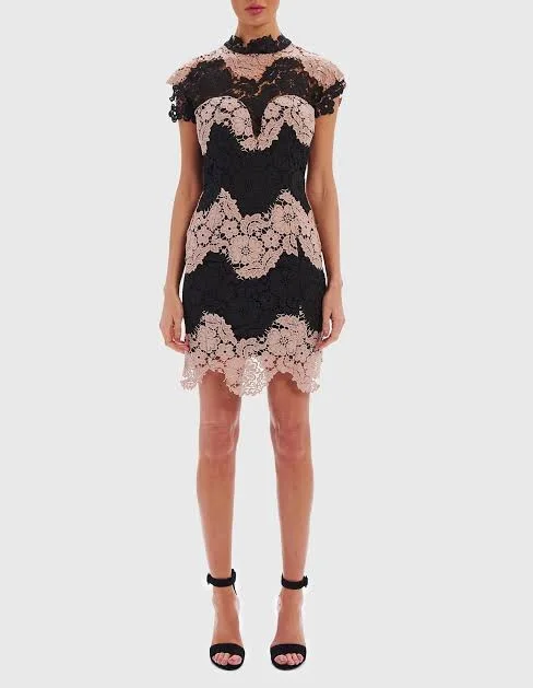 Nude And Black Lace Mini DressYour Favorite Items on Sale Now!