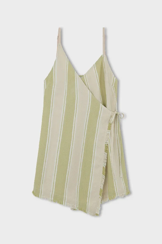 Olive Stripe Organic Cotton Wrap Mini DressSave Like Never Before!