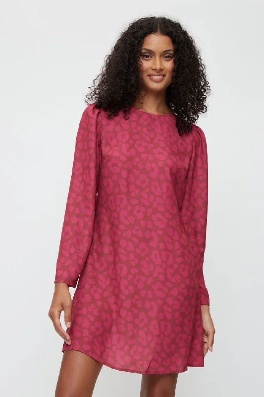 Petite Red Leopard Mini Shift DressGet More for Less!