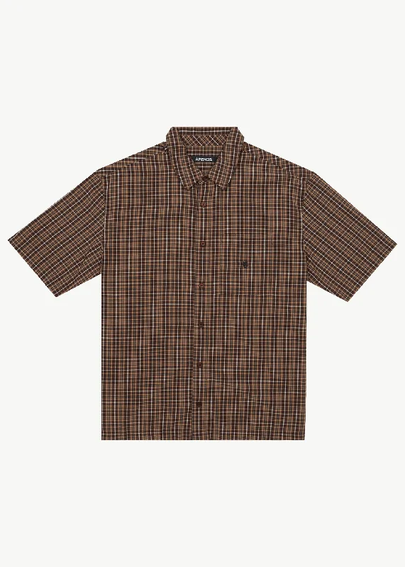 AFENDS Mens Hometown - Short Sleeve Shirt - CoffeeNew Discounts Just Dropped!