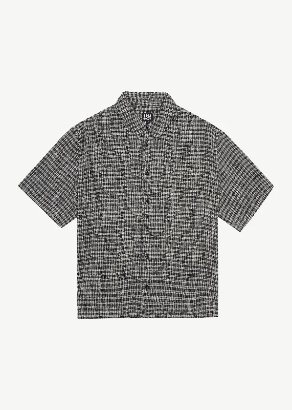 AFENDS Mens Asta - Seer Sucker Regular Shirt - Steel CheckHot Deals You Can’t Resist!