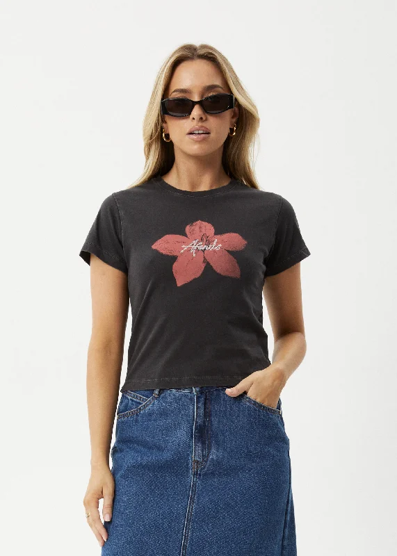 AFENDS Womens Nara - Baby Tee - Stone BlackShop Before It’s Gone!