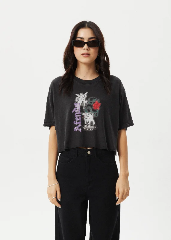 AFENDS Womens Nirvana Cropped - Oversized Tee - Stone BlackScore Huge Discounts Today!