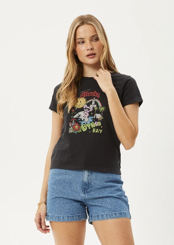 AFENDS Womens Greetings - Regular Tee - Stone BlackMust-Have Deals Inside!