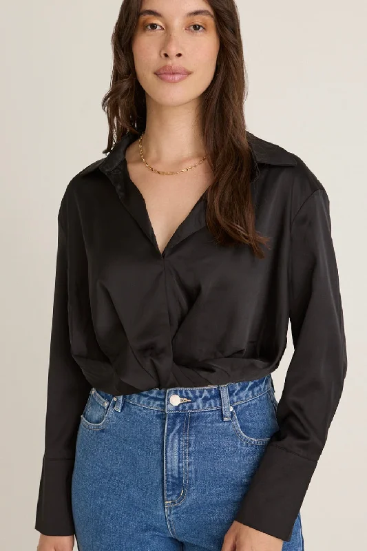 Amalfi Black Satin Wrap ShirtDon’t Wait – Shop Today!