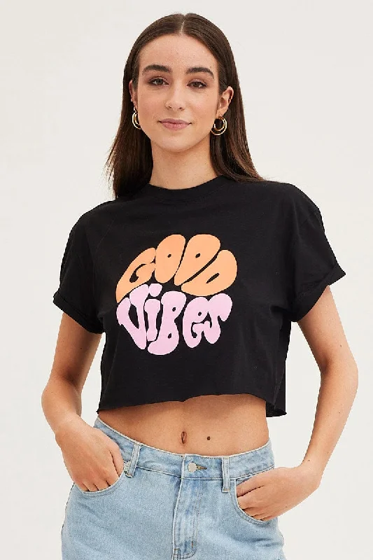 Black Graphic T Shirt Short SleeveLimited Time Offer!