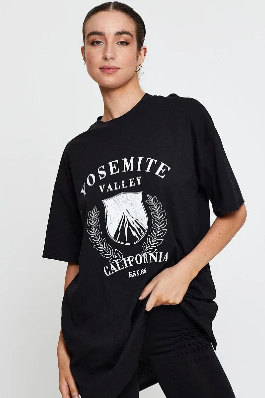 Black Graphic T Shirt Short SleeveSave Up to 50% Off!