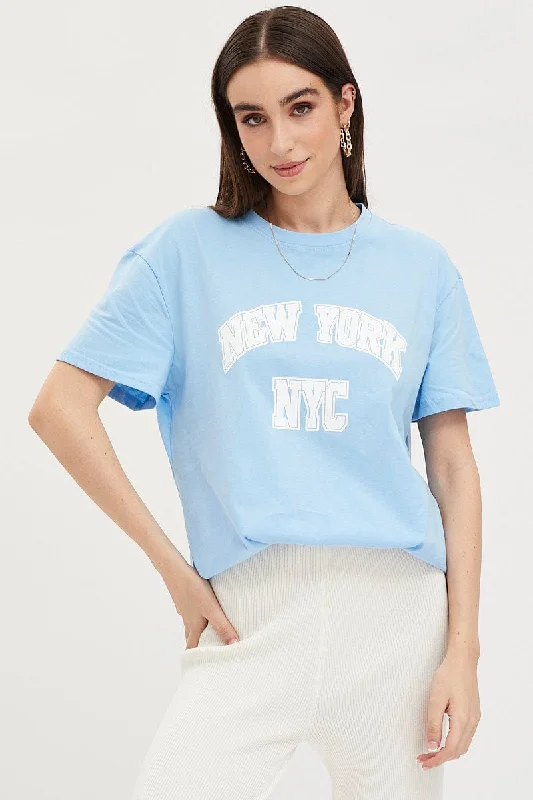 Blue Graphic T Shirt Short SleeveGet Ready to Save!