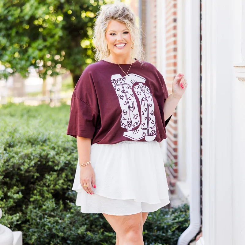 Boot Scootin Game Day Boyfriend Tee, MaroonSave Money, Shop Happy!